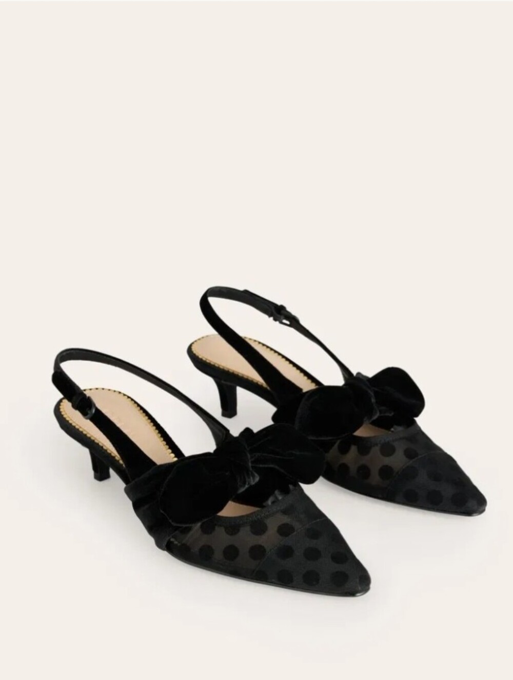 BODEN Black Bow Kitten Heels Size 37